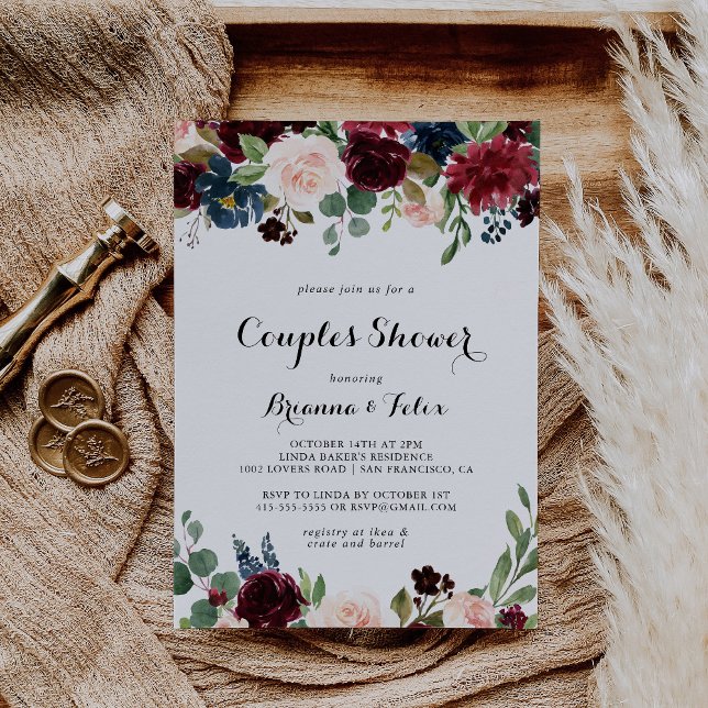 Autumn Rustic Modern Calligraphy Couples Shower Invitation (Creator Uploaded)