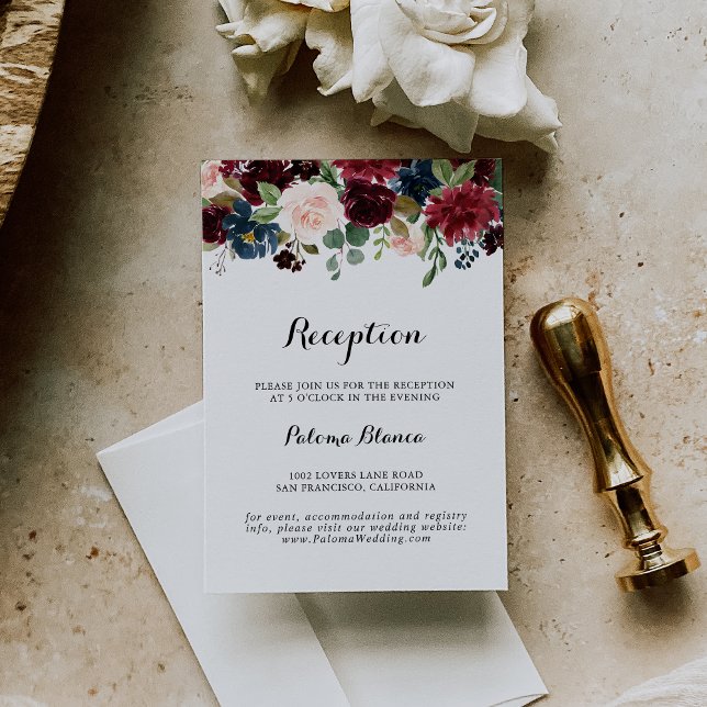 Autumn Rustic Modern Calligraphy Wedding Reception Enclosure Card (Creator Uploaded)