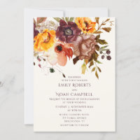 Autumn Rustic Plum Orange Floral