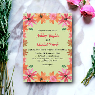 Autumn Rustic Sage Watercolor Floral Fall Wedding Invitation