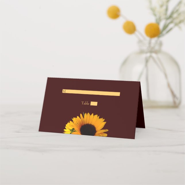 Autumn Rustic Sunflower Wedding Place Card (Front)