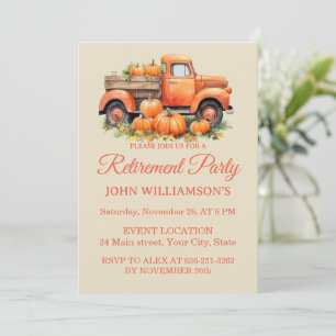 Autumn rustic watercolor fall retirement party invitation