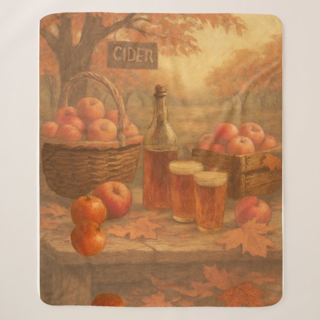 Autumn’s Pour - Rustic Cider Tasting Sherpa Blanket (Front)