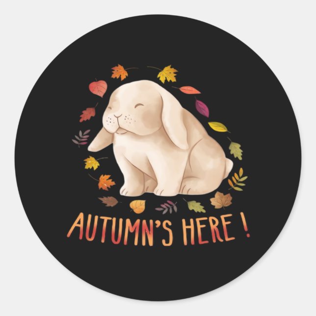 Autumn’s Says Cute Bunny Autumn It’s Fall Y’all Classic Round Sticker (Front)