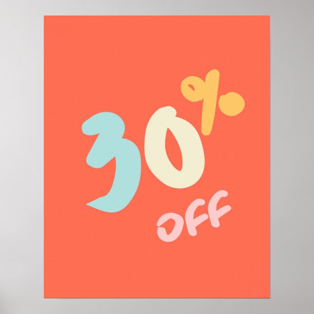 Autumn Sale Sign, Retail Store Signage, 30% Off Poster (Front)
