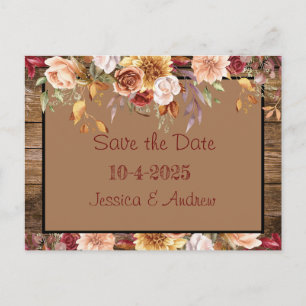 Autumn Save the Date Card – Rustic Floral Wedding 