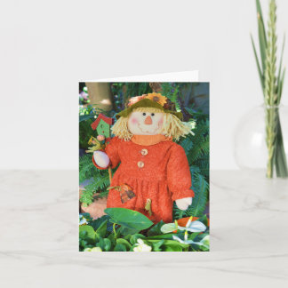 Autumn Scarecrow Doll and Floral Hat Note Card