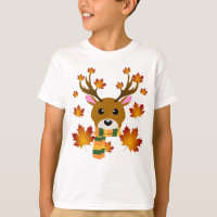 Autumn Scarf Deer Maple Leaves