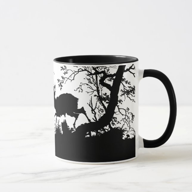 Autumn Scene Deer on a Hillside in Silhouette Mug (Right)