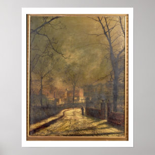 Autumn Scene, Leeds, 1874 (oil on board) Poster