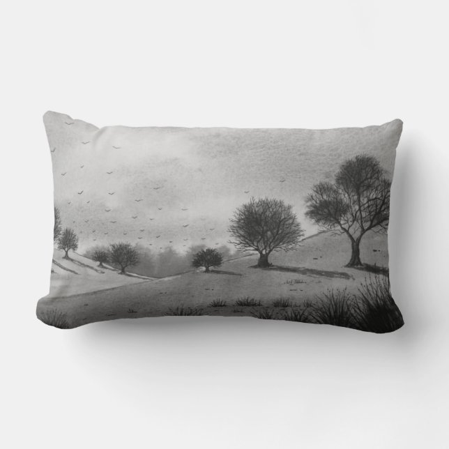 autumn scenic hills and woodland landscape lumbar cushion (Front)