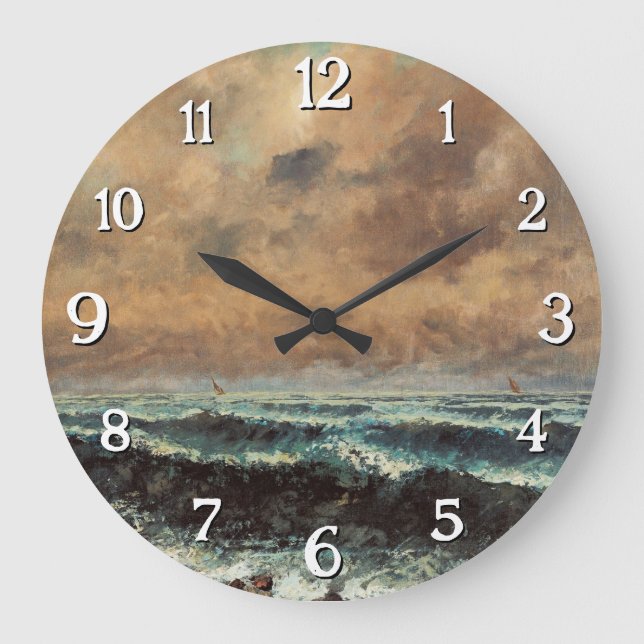 Autumn Sea – Gustave Courbet Large Clock (Front)