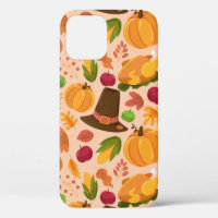 Autumn seamless pattern, cute fall cartoon texture