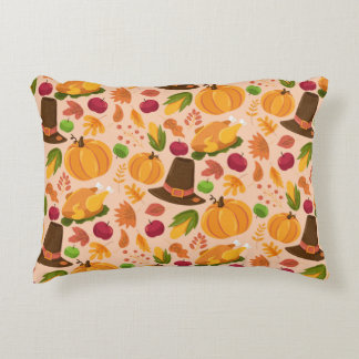 Autumn seamless pattern, cute fall cartoon texture decorative cushion