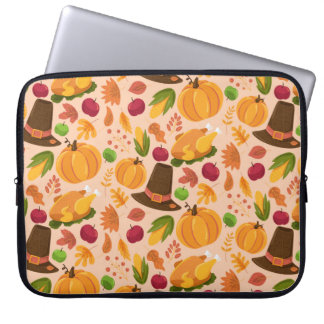 Autumn seamless pattern, cute fall cartoon texture laptop sleeve