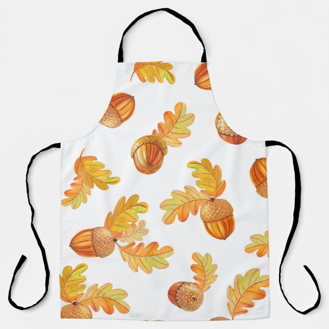 autumn seamless pattern with colorful oak leaves a apron (Front)