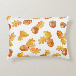 autumn seamless pattern with colorful oak leaves a decorative cushion