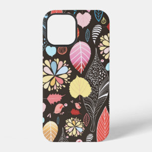 Autumn seamless pattern with colourful leaves and iPhone 12 case