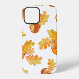 autumn seamless pattern with colourful oak leaves iPhone 12 case