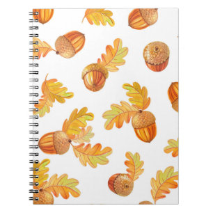 autumn seamless pattern with colourful oak leaves notebook