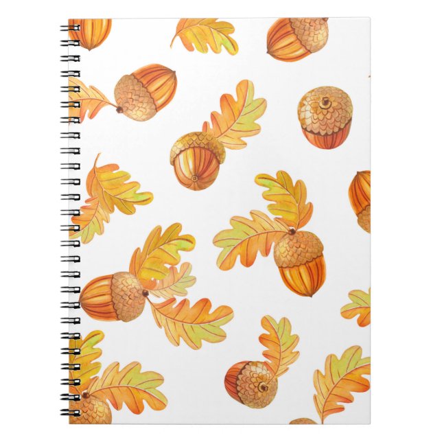 autumn seamless pattern with colourful oak leaves  notebook (Front)