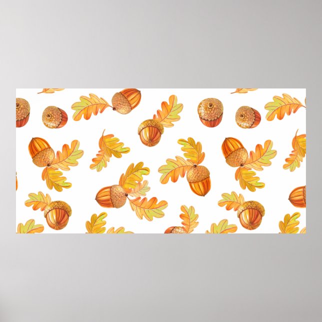 autumn seamless pattern with colourful oak leaves  poster (Front)