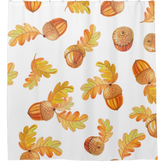 autumn seamless pattern with colourful oak leaves  shower curtain (Front)