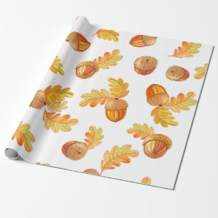 autumn seamless pattern with colourful oak leaves  wrapping paper