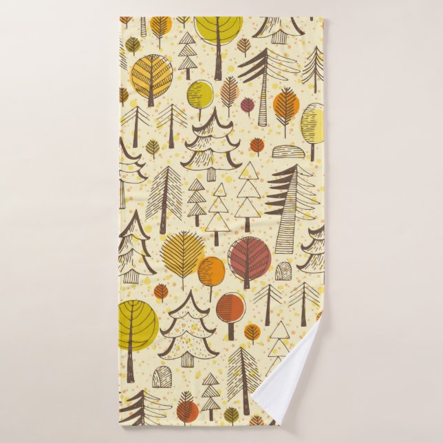 Autumn. Seamless pattern with forest, autumn backg Bath Towel (Bath Towel)