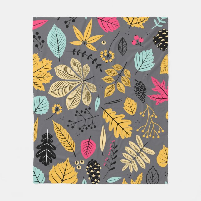 Autumn seamless pattern with leaf, autumn leaf bac fleece blanket (Front)