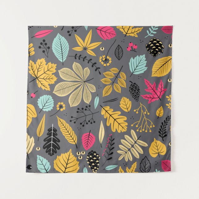 Autumn seamless pattern with leaf, autumn leaf bac tapestry (Front)