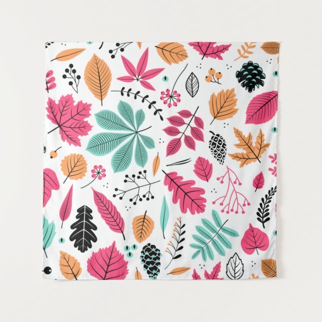 Autumn seamless pattern with leaf, autumn leaf bac tapestry (Front)