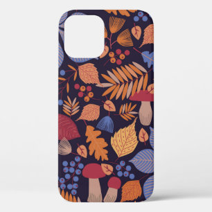 Autumn seamless pattern with leaves, branches and  iPhone 12 case