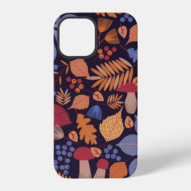 Autumn seamless pattern with leaves, branches and  iPhone case (Back)