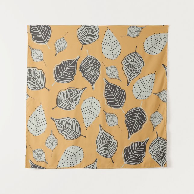 Autumn seamless pattern with leaves. Vintage Illus Tapestry (Front)