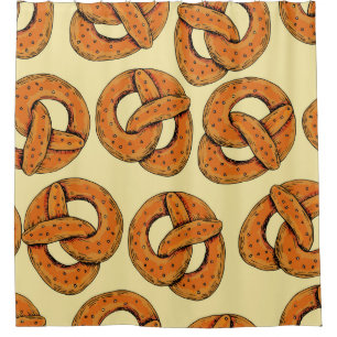 Autumn seamless pattern with pretzels,octoberfest  shower curtain