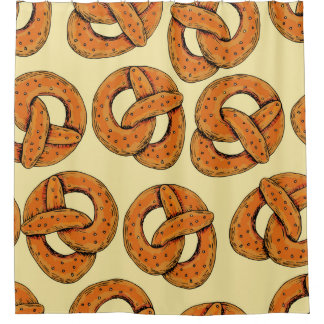 Autumn seamless pattern with pretzels,octoberfest  shower curtain