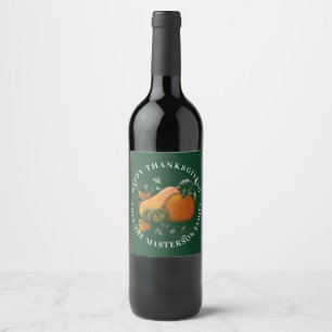 Autumn Season Fall Harvest Happy Thanksgiving Wine Label