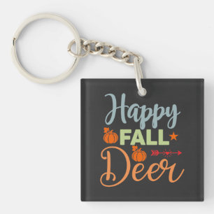 Autumn Season Happy Fall Deer Key Ring