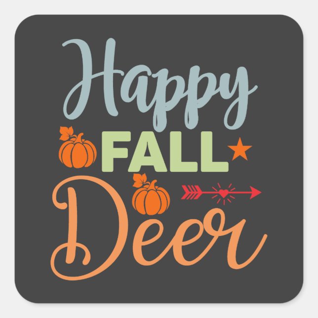 Autumn Season Happy Fall Deer Square Sticker (Front)