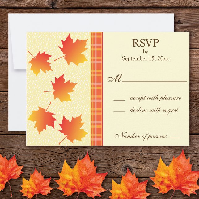 Autumn Season Maple Leaves Wedding Response Card (Creator Uploaded)