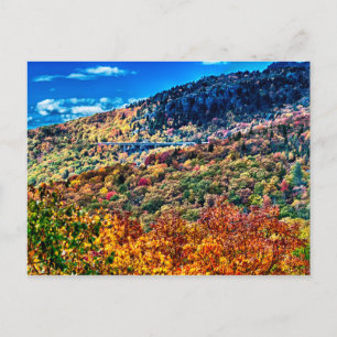 autumn season morning on blue ridge parkway mounta postcard