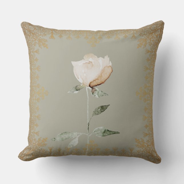Autumn Season Sage Green Dusty Rose Cushion (Front)