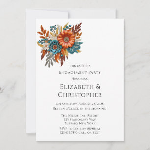 Autumn Sequined Blossoms Engagement Party Invitation