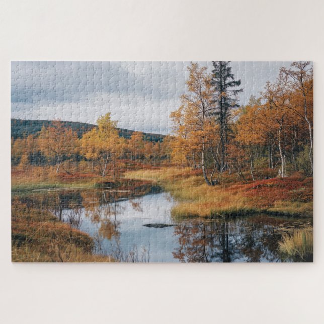 Autumn Serenade Finnish Ruska Reflections Jigsaw Puzzle (Horizontal)