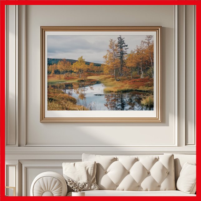 Autumn Serenade Finnish Ruska Reflections Poster (Finnish ruska season, Nordic autumn in Finland)
