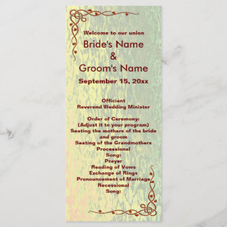 Autumn Shades Green and Yellow Wedding Rack Card