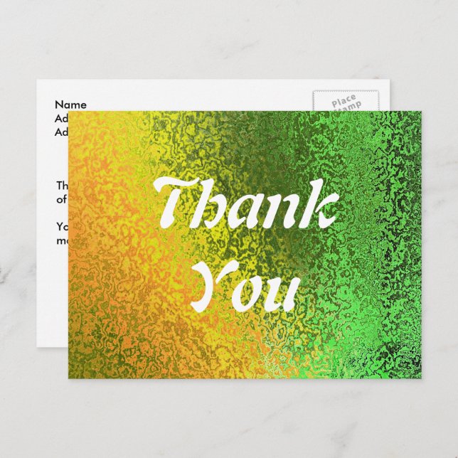 Autumn Shades Green Yellow Thanks Wedding Postcard (Front/Back)