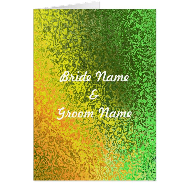 Autumn Shades Green & Yellow Wedding Congrats Card (Front)