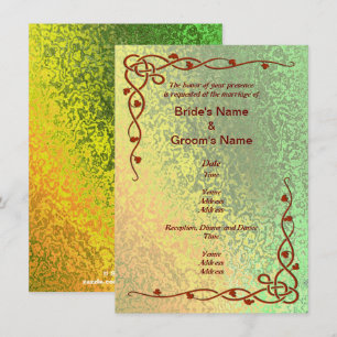 Autumn Shades of Green and Yellow Wedding Invite